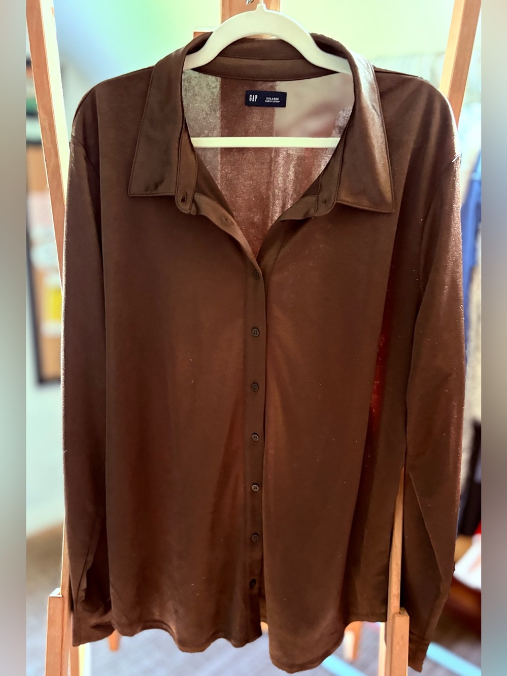 GAP Women’s Dark Brown Long Sleeve Button-Down Shirt | size XXL